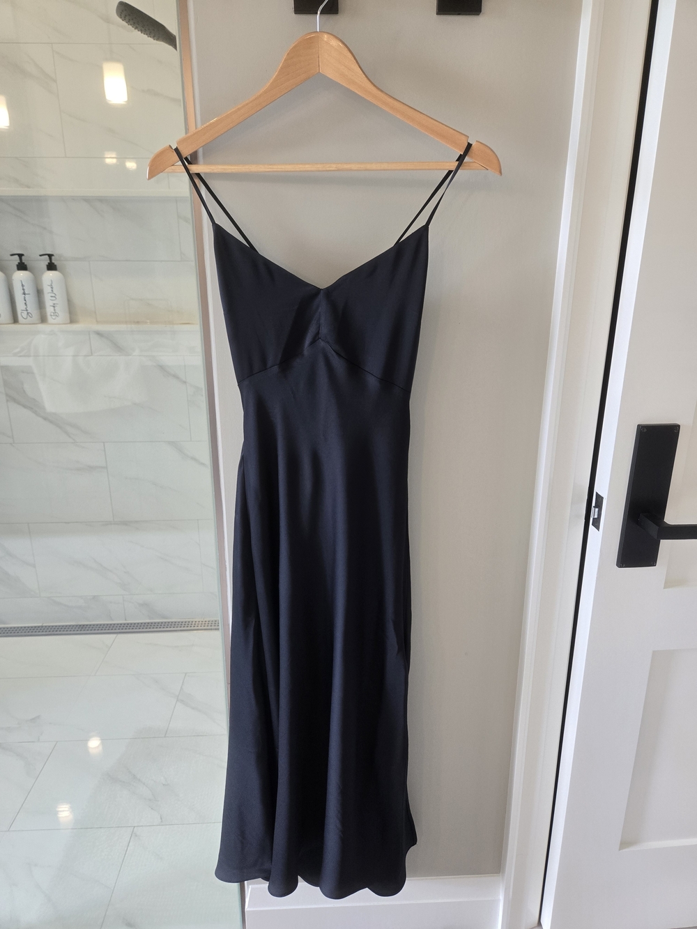 Abercrombie & Fitch Black Satin Maxi Slip Dress